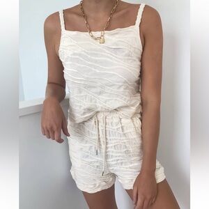 NWT Shekou Cream Streets Of Mykonos 2 Piece Tank Shorts Set Small